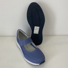 JD Williams Denim Blue Leather Mary Jane Shoes Comfort Size 7 EEE Ladies Womens