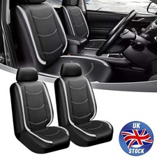 Car Seat Covers Front Set Black Silver Leather Protector For VW Volkswagen Polo