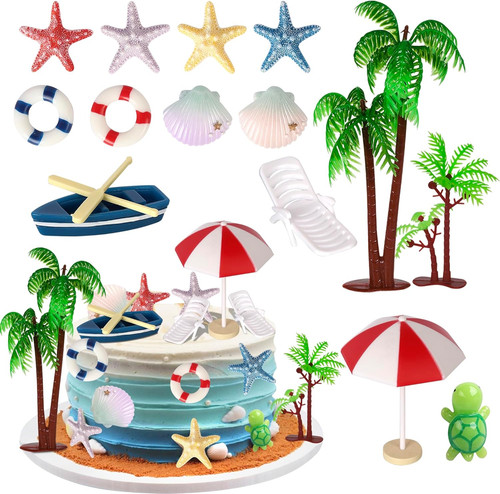 Summer beach theme cake topper - theme,