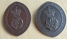 2x Vintage Large Metal Vaughtons Hampshire Public Schools Badges; 1 dated 1913