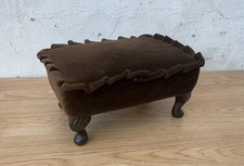 Brown Velvety Fabric Footstool
