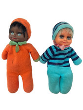 2 Vintage Retro 70s My Beanie Baby Dolls- 1 White and 1 Black faced- Collectible