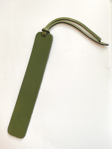 Leather bookmark moss green - bookmark,