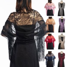 Women Elegant Wedding Tassel Shawl Female Pure Color Hollow Lace Mesh Yarn Scarf