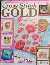 Cross Stitch Gold issue 122, poppies, field of dreams, golden retriever, peacock