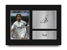 Raul Real Madrid Framed Gift Idea Printed Autograph Picture for Football Fan