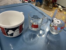3 Vintage Snoopy Collectors Mugs /glass
