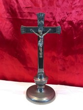 VINTAGE W. GERMAN CRUCIFIX INRI ALTER JESUS ON CROSS FREE STANDING 27cm TALL
