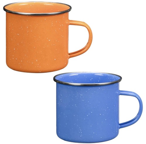 2pk enamel camping mugs - camping, retro