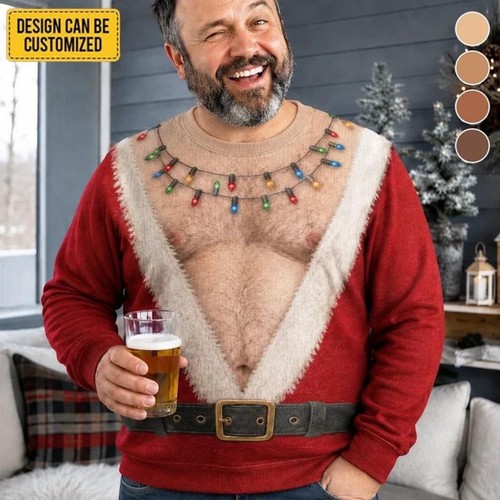 Custom fake abs hairy santa - custom,