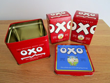 Vintage OXO Square Tin with Oxo Boxes- Diamond Jubilee 1910-1985 - All EMPTY