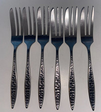 VINERS INTERNATIONAL MOSAIC cake FORKS x 6 Retro Vintage Cutlery