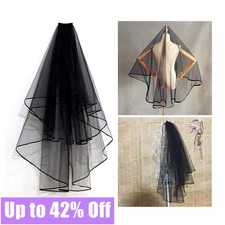 Women Bride Bridal Black Halloween Wedding head hair Lace Party Veil With Comb