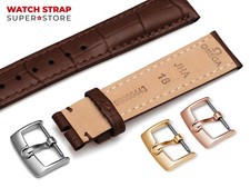 18mm OMEGA Watch DARK BROWN Genuine Leather Strap Band Buckle Silver DeVile