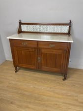 C19th walnut washstand with white Carrara marble top 