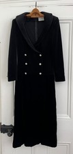 Frank Usher Vintage Black Velvet Long Sleeved Dress - Buttons - UK 34