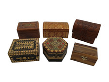 Traditional Middle Eastern Small Wooden Inlay Decorative Boxes Bundle  B30  G699