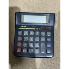 Vintage Casio MS-8L Desktop Electronic Calculator Black Solar Cell Two Way Power