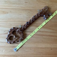 Vintage Wooden Brown Key Shaped Key Holder Hook Wall Hanging Mounted