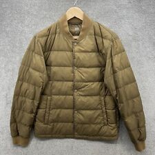 Uniqlo Down Jacket Mens Small Yellow Brown Ultra Light Snap Packable Overshirt