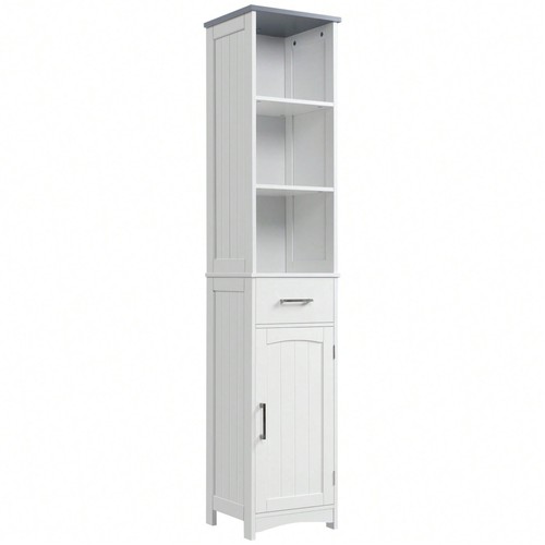 White bathroom tallboy cabinet - white,