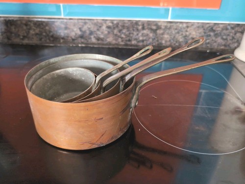 Vintage french copper pans set - vintage,
