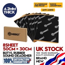 8X Butyl Sound Deadening Mat Car Insulation Door Van Bonnet 4.2mm 50% Thicker