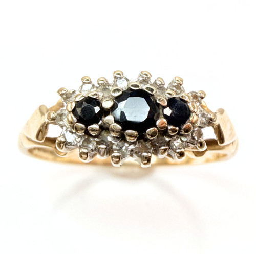 9ct gold sapphire diamond - gold,