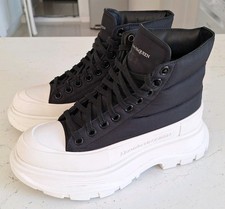 Alexander McQueen Womens Black & White Tread Slick Boot - UK Size 4 - EU 37