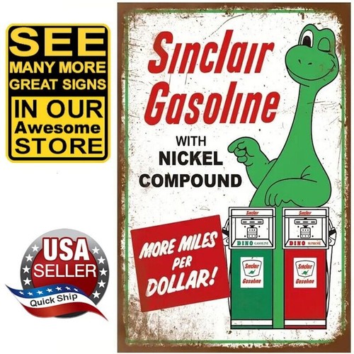 Tin sign sinclair dinosaur - tin, •sinclair