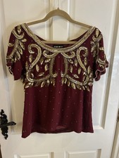 Virgos Lounge Burgundy Gold Top Size Small Size 10