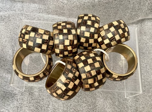 Vintage inlaid wood - wood, brass