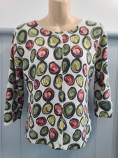 KALIKO Angora Mix Beige Olive & Pink Circles Cardigan - UK 12