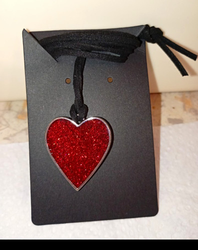 Red heart charm - red, pendant