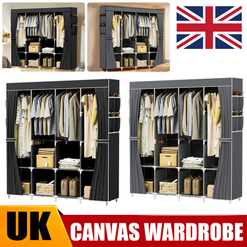 Large fabric canvas wardrobe - canvas,