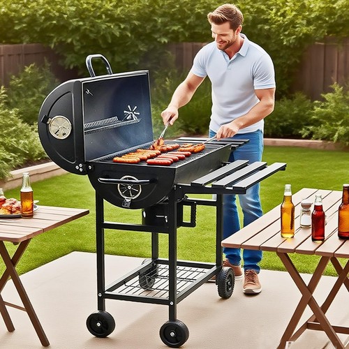 Large charcoal oil drum bbq - charcoal,