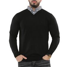 Men's Jumper Mock-Collar Knitted V-Neck Plain Sweater Pullover Sweatshirt S-4XL