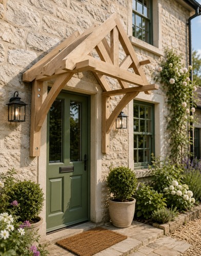 Oak porch canopy green - porch,