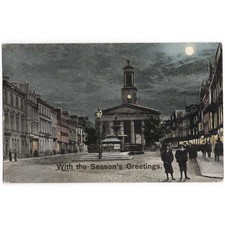ELGIN High Street at Night, Moray, Seasons Greetings Postcard Postally Used 1903