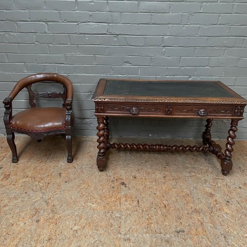 Antique french oak writing - french,