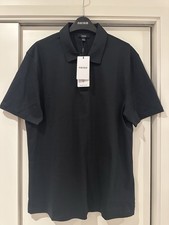 Reiss Men’s EARL Air-Water Cotton Polo Shirt In Black Size Large RRP £68