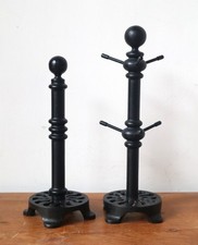 Vintage Victor Robert Welch Cast Iron Mug Tree+ Kitchen Towel/Roll Holder Black