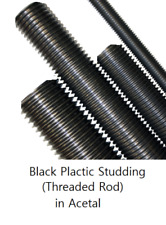 Black Plastic threaded rod Studding Acetal M6 - M16 in 320 mm lengths