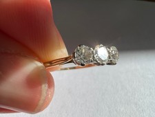 Diamond three-stone ring. 3 x circular-cut diamonds. Total 0.5 carats. 18ct gold