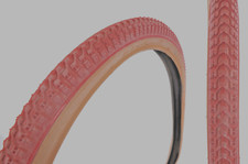 Pair 26 X 2.125 Snakebelly Light Red Gumwall Raleigh Bomber / Cruiser Tyres