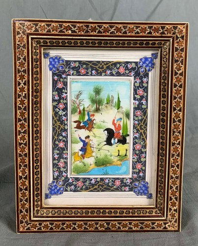 Persian gouache horsemen a - in,
