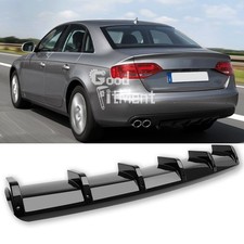 Gloss Black Rear Bumper Spoiler Splitter Shark Fin Diffuser For Audi A4 A5 A6 A7