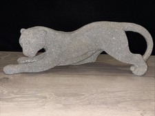 40cm Jaguar Ornament Silver Glitter