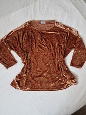 Vintage velvet top size L rusty gold orange raglan sleeve 80s 90s 1990 y2k vtg  