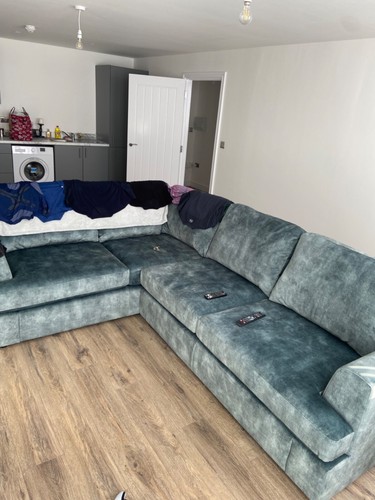 Teal velvet corner sofa - velvet,